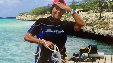 Photo of Artista venezolana de 77 años se zambulle en el mar para traer de regalo un libro a Aruba